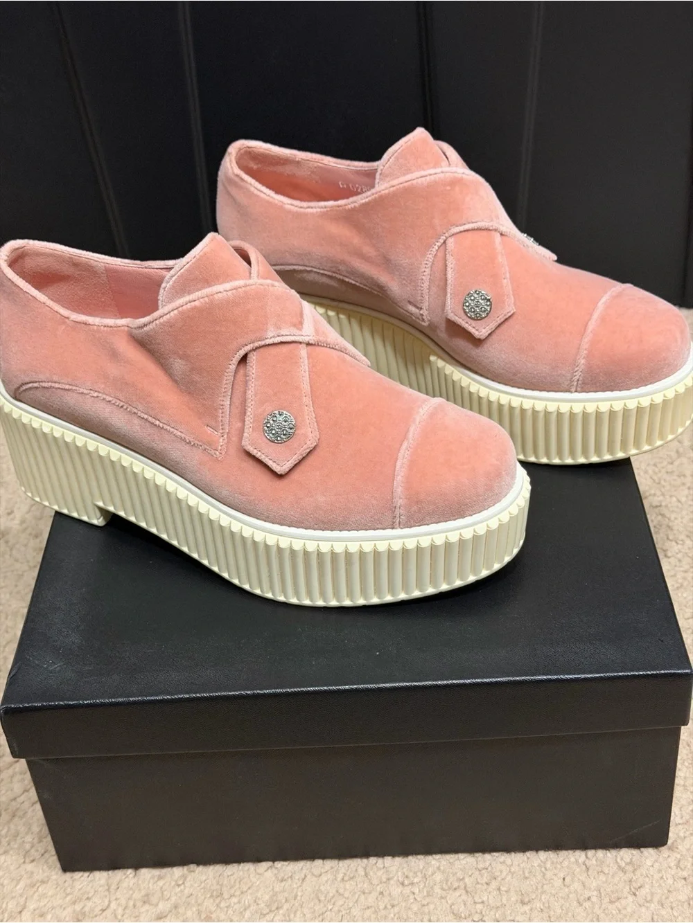 CHANEL Pink Suede Platform Sneakers with Cream Sole